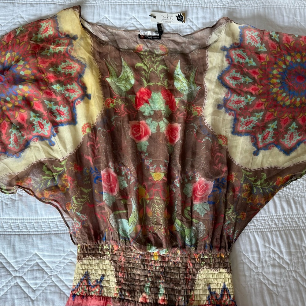 Taka Floral Maxi Dress - Red Brown Pink.  Brand new, never worn. Size small
